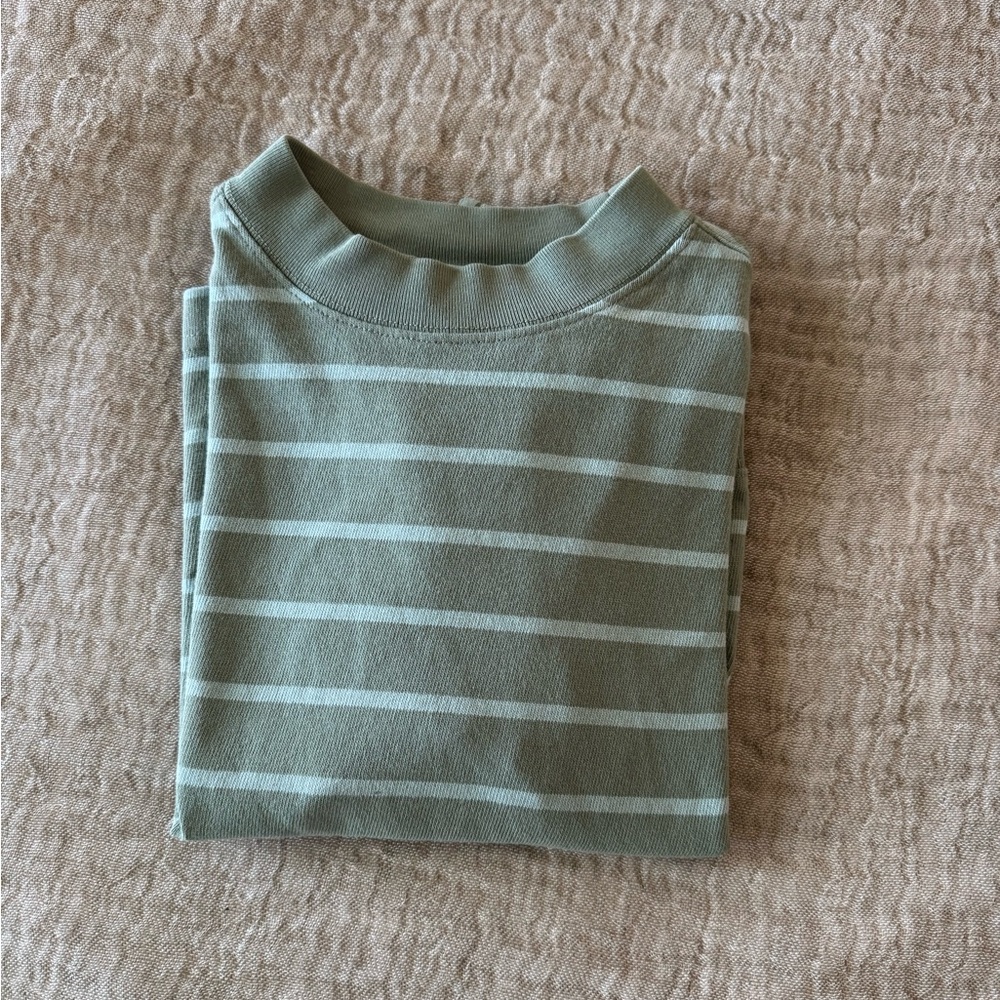 Striped Sage Green Boys Long Sleeve Top